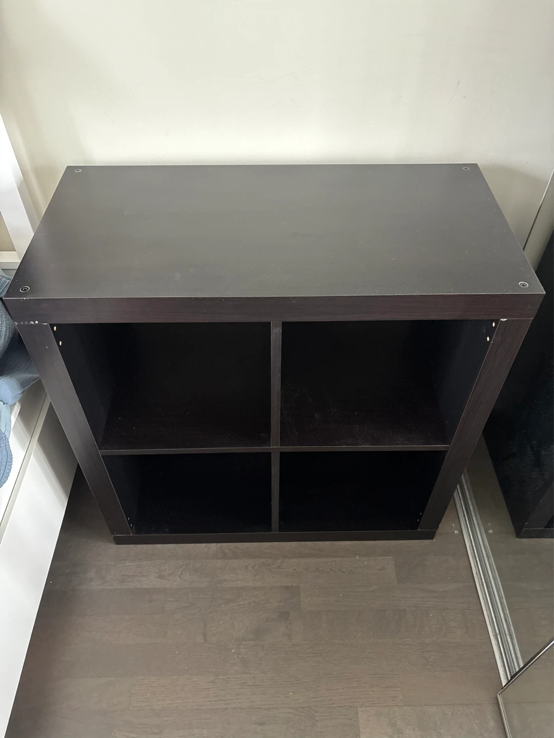 IKEA KALLAX 4-cube shelf unit, black-brown