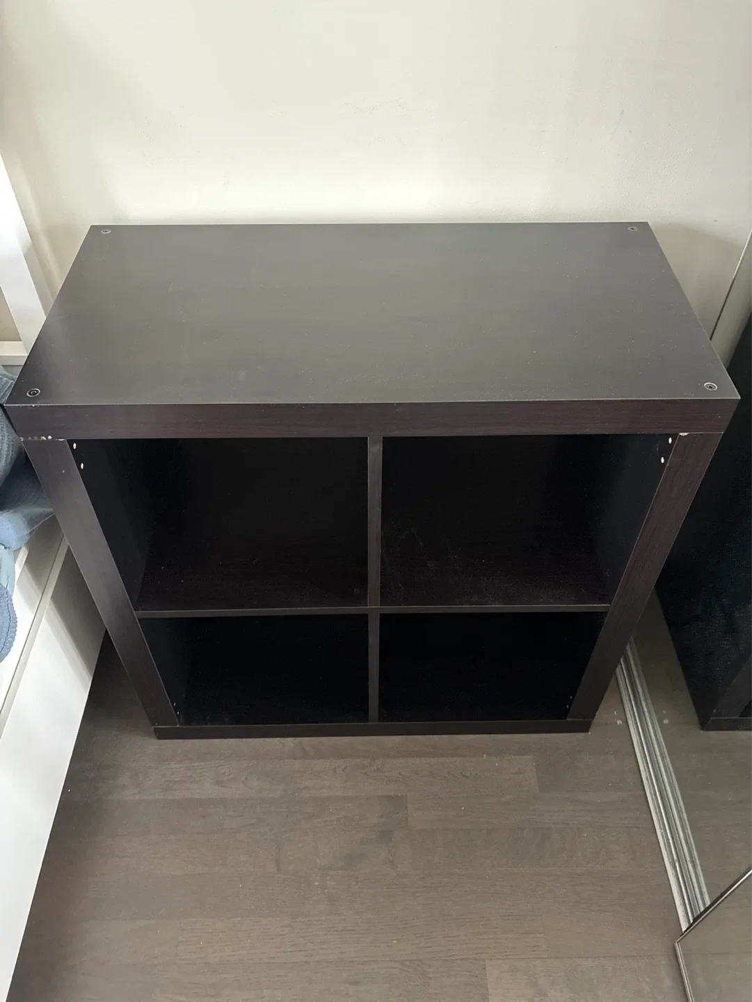 IKEA KALLAX 4-cube shelf unit, black-brown