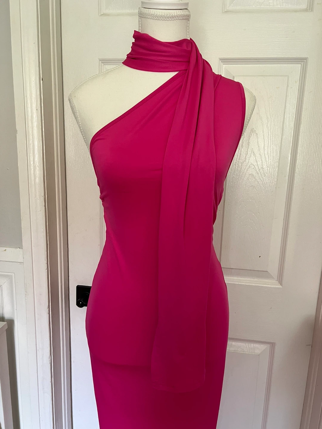 (New)Hot Pink Halter Neck Ruched Maxi Dress - photo 5