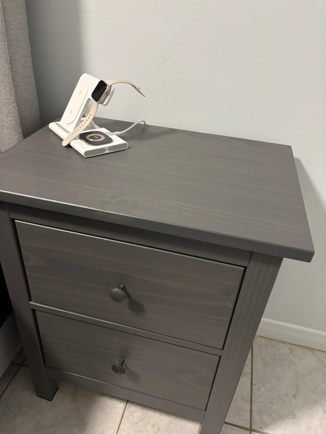 Grey Two-Drawer Nightstand - photo 2