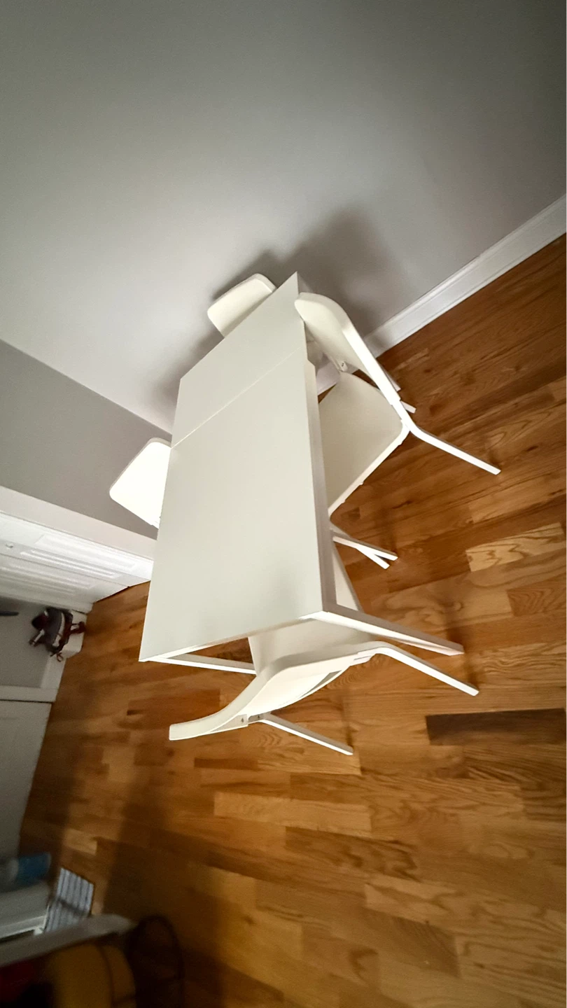 White Dining Table with 4 Chairs