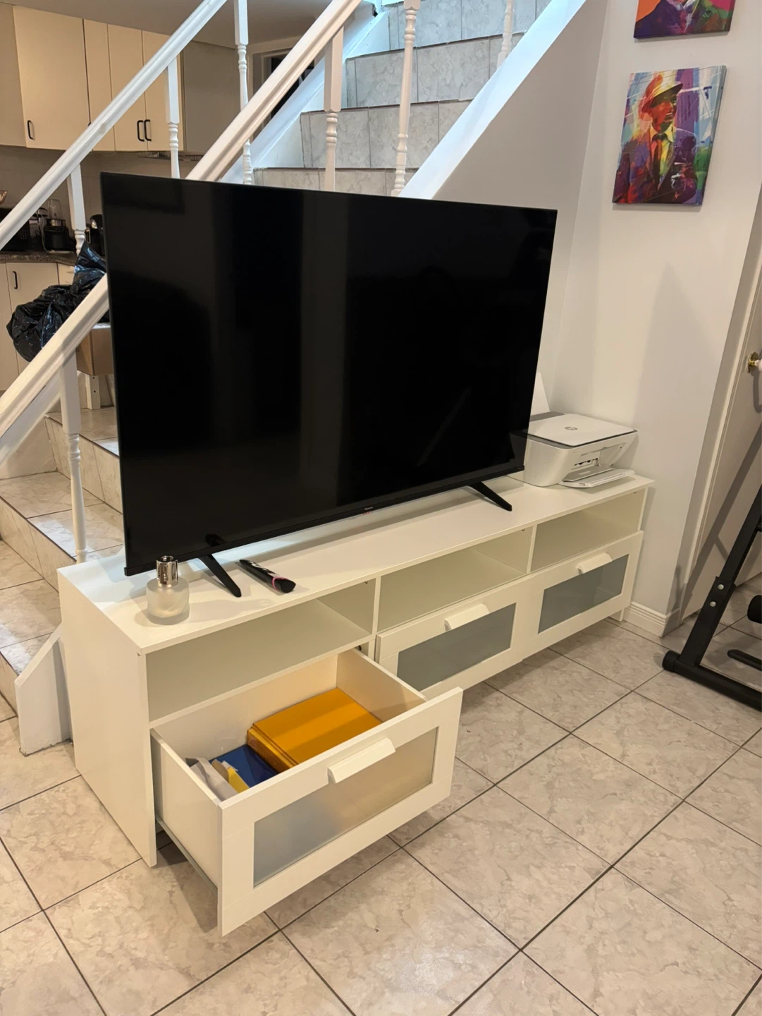 White TV Stand with Storage - photo 2