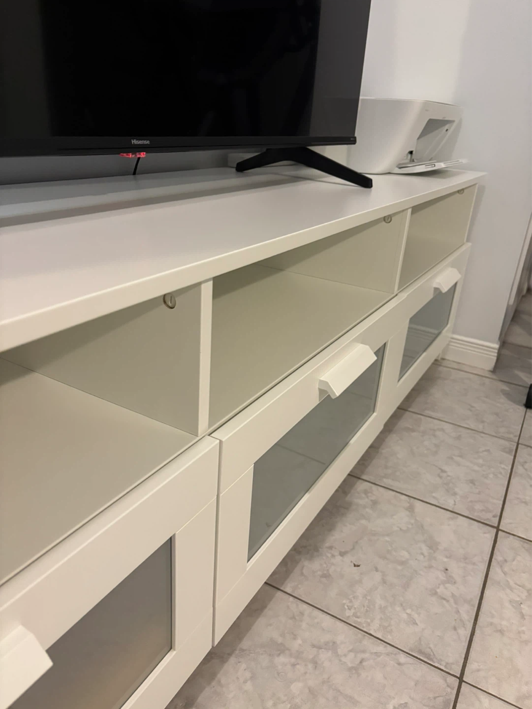 White TV Stand with Storage - photo 3