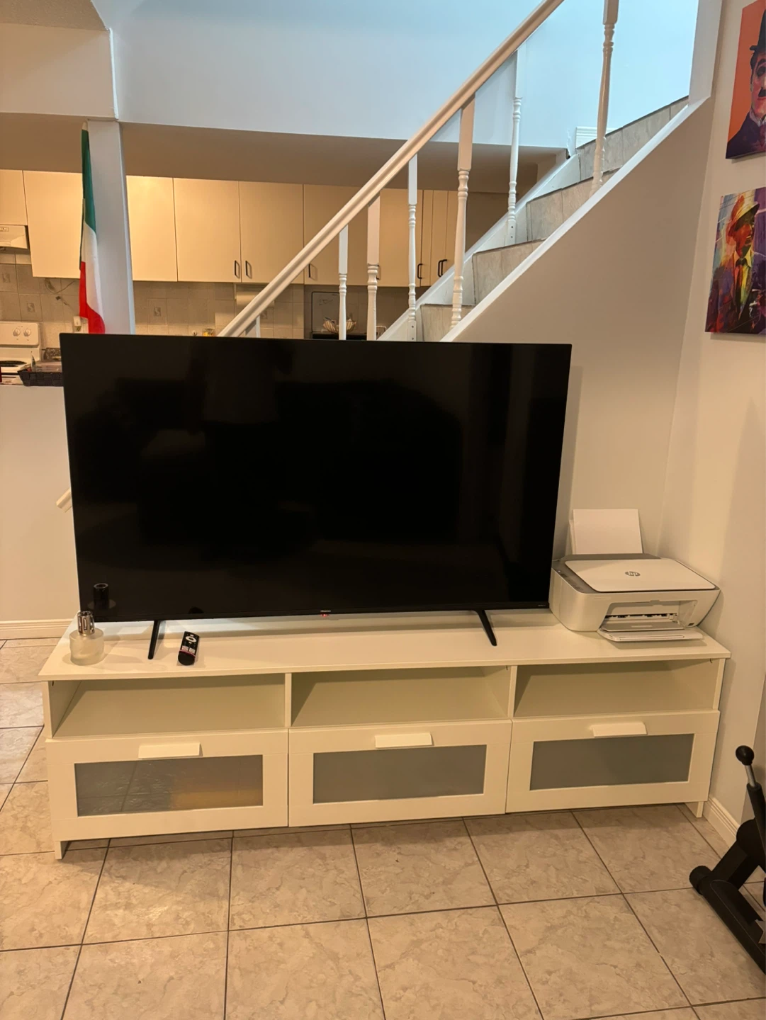 White TV Stand with Storage
