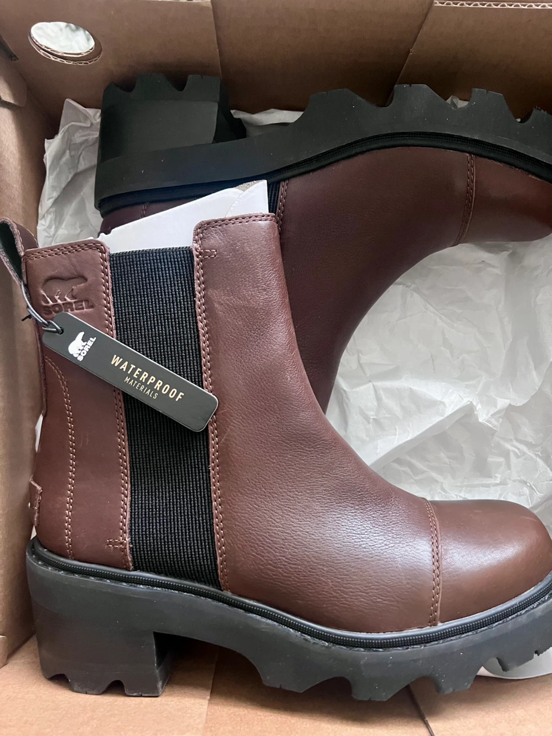 Sorel Waterproof Brown Leather Ankle Boots