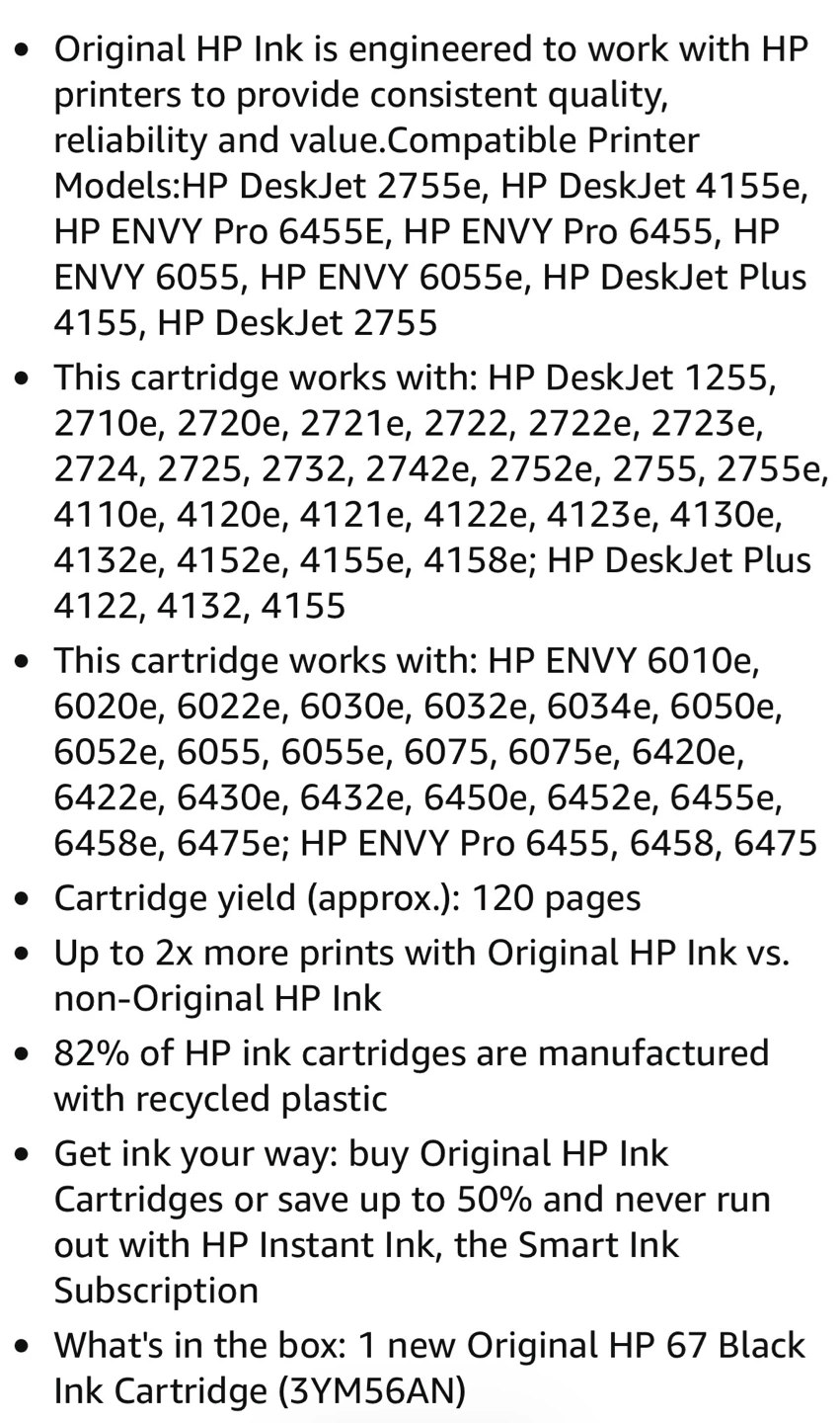 🖨️ HP 67 Black Ink Cartridge – Brand New & Sealed - photo 3
