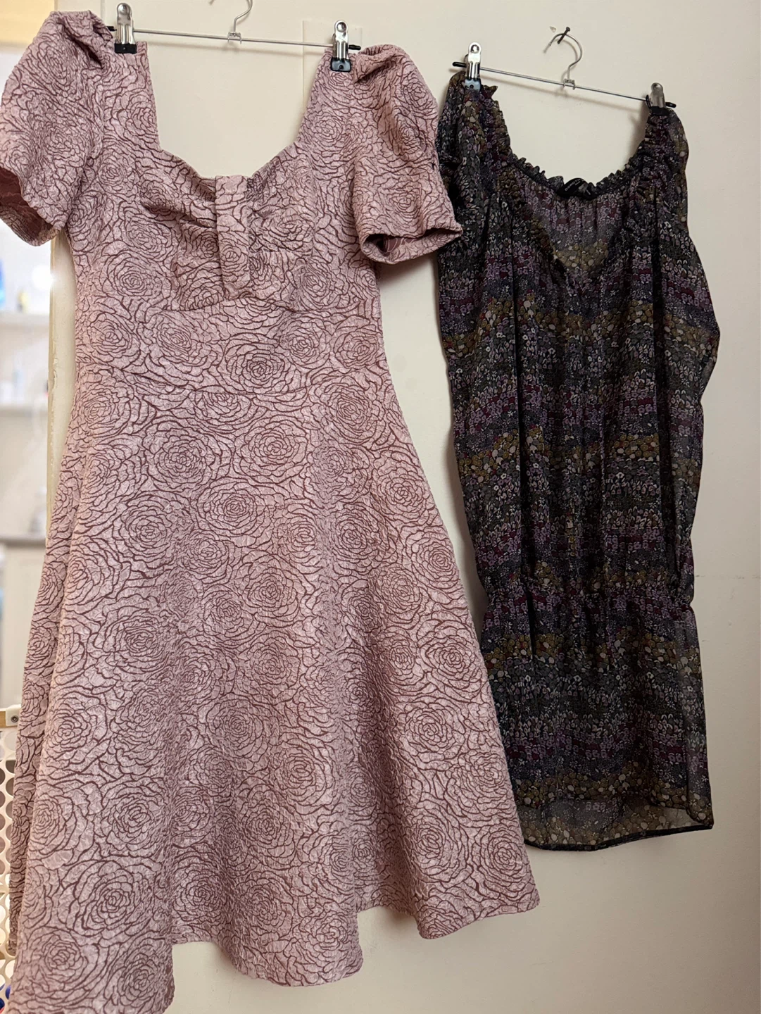 Two floral print dresses