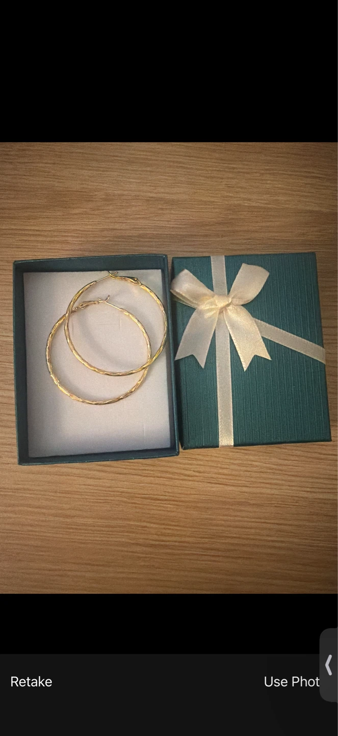 Gold Plated Hoop Earrings in Gift Box - photo 2