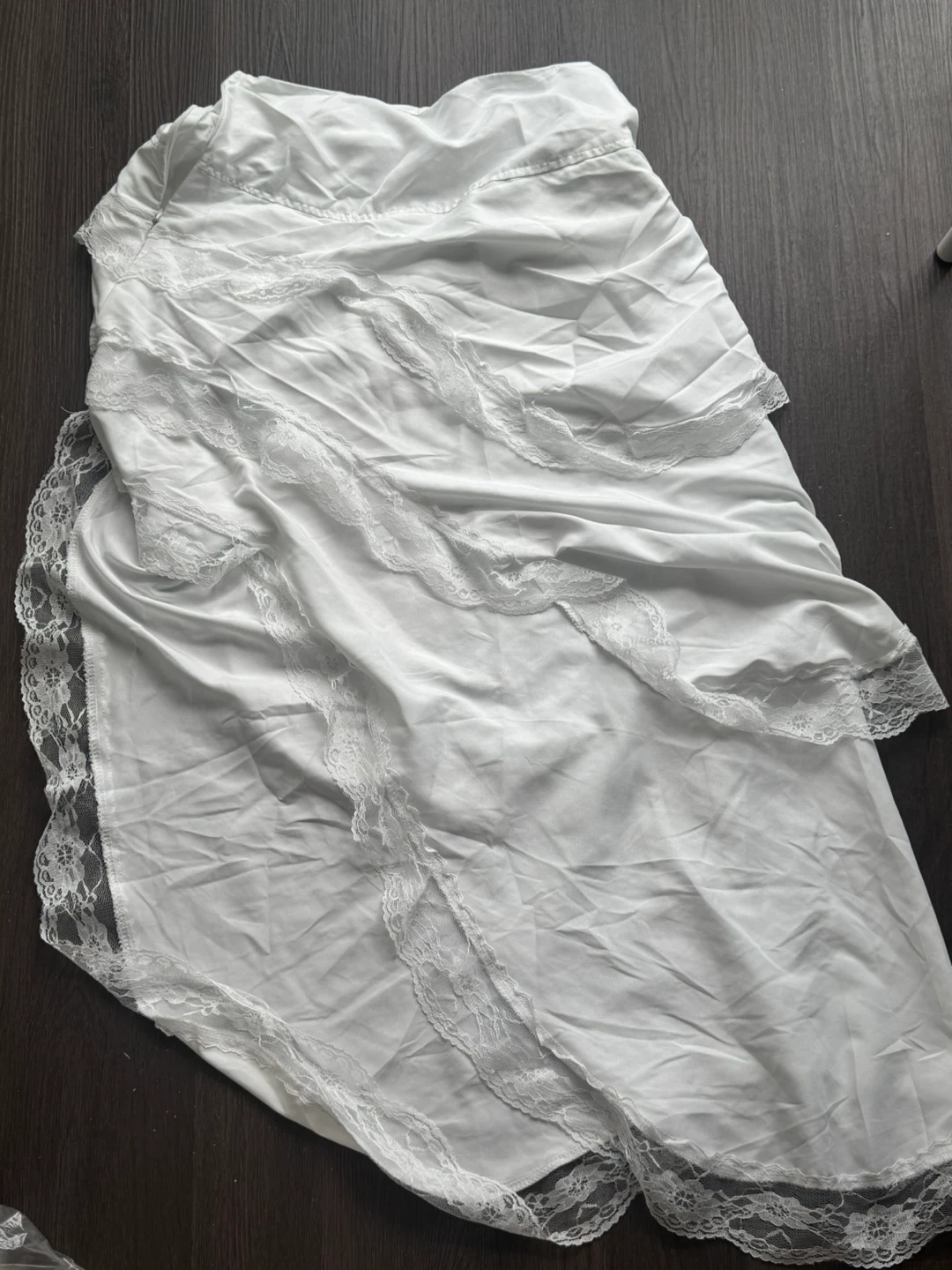 White Lace Trim Slip Dress