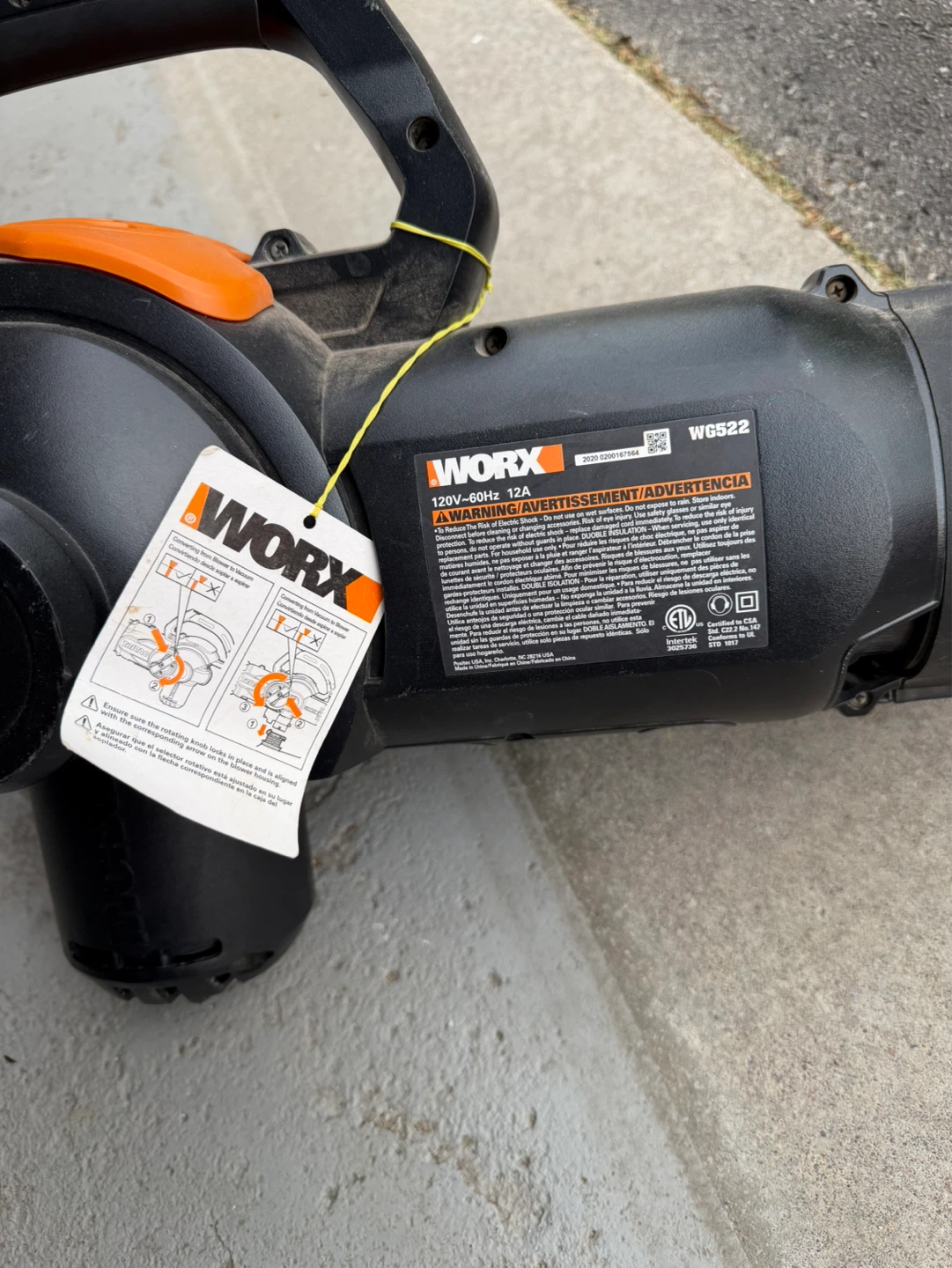 WORX TRIVAC WG522 Leaf Blower - photo 4