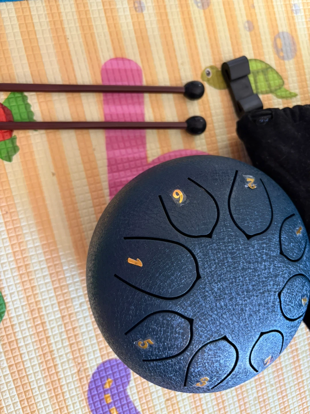 Steel Tongue Drum with Mallets and Finger Picks