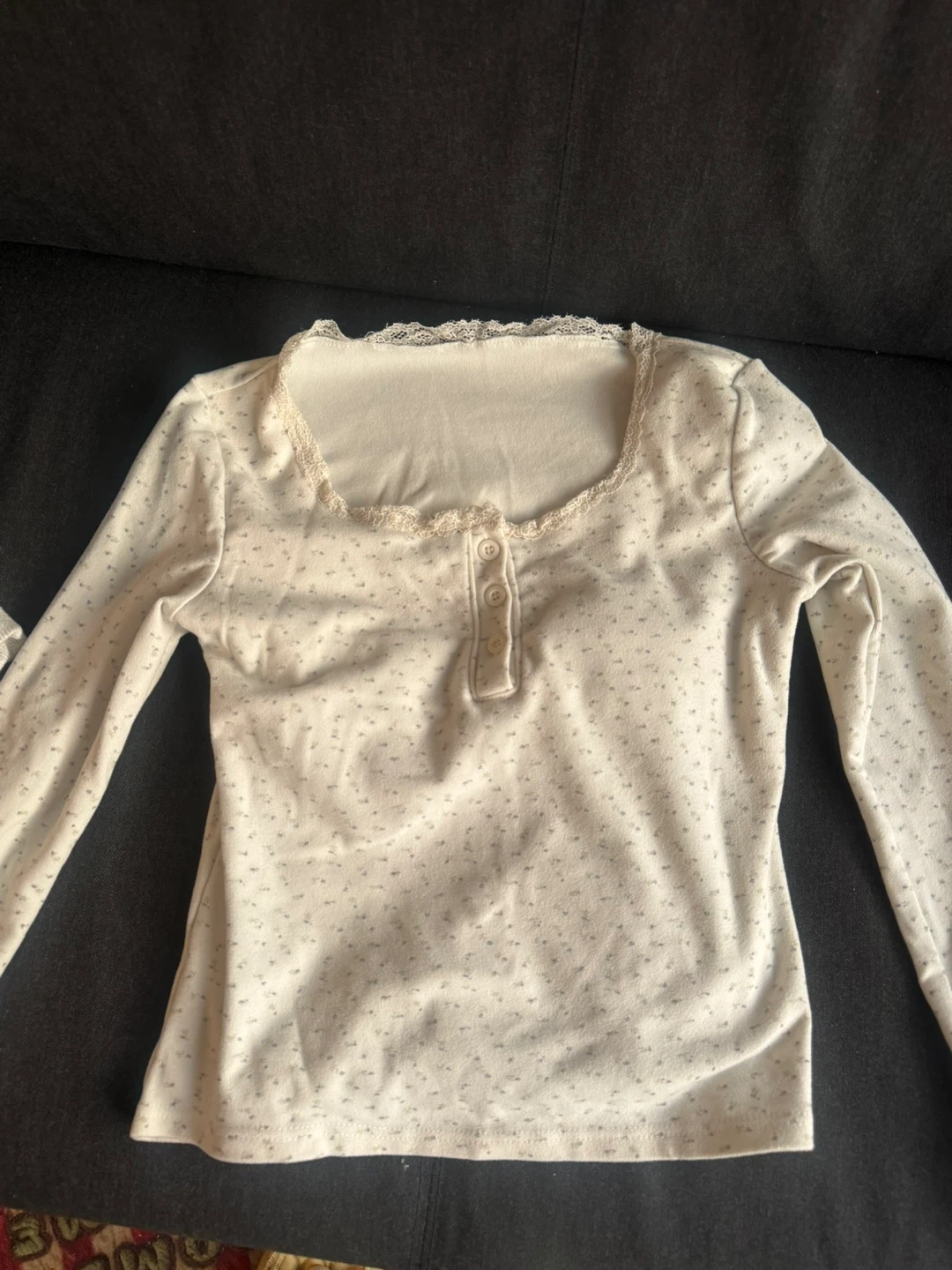 Cream Floral Long Sleeve Top