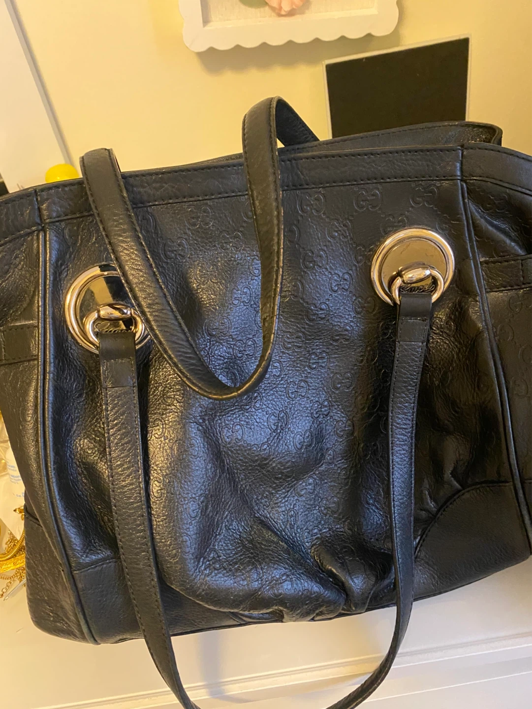 Black Leather authentic Gucci Tote Bag - photo 2