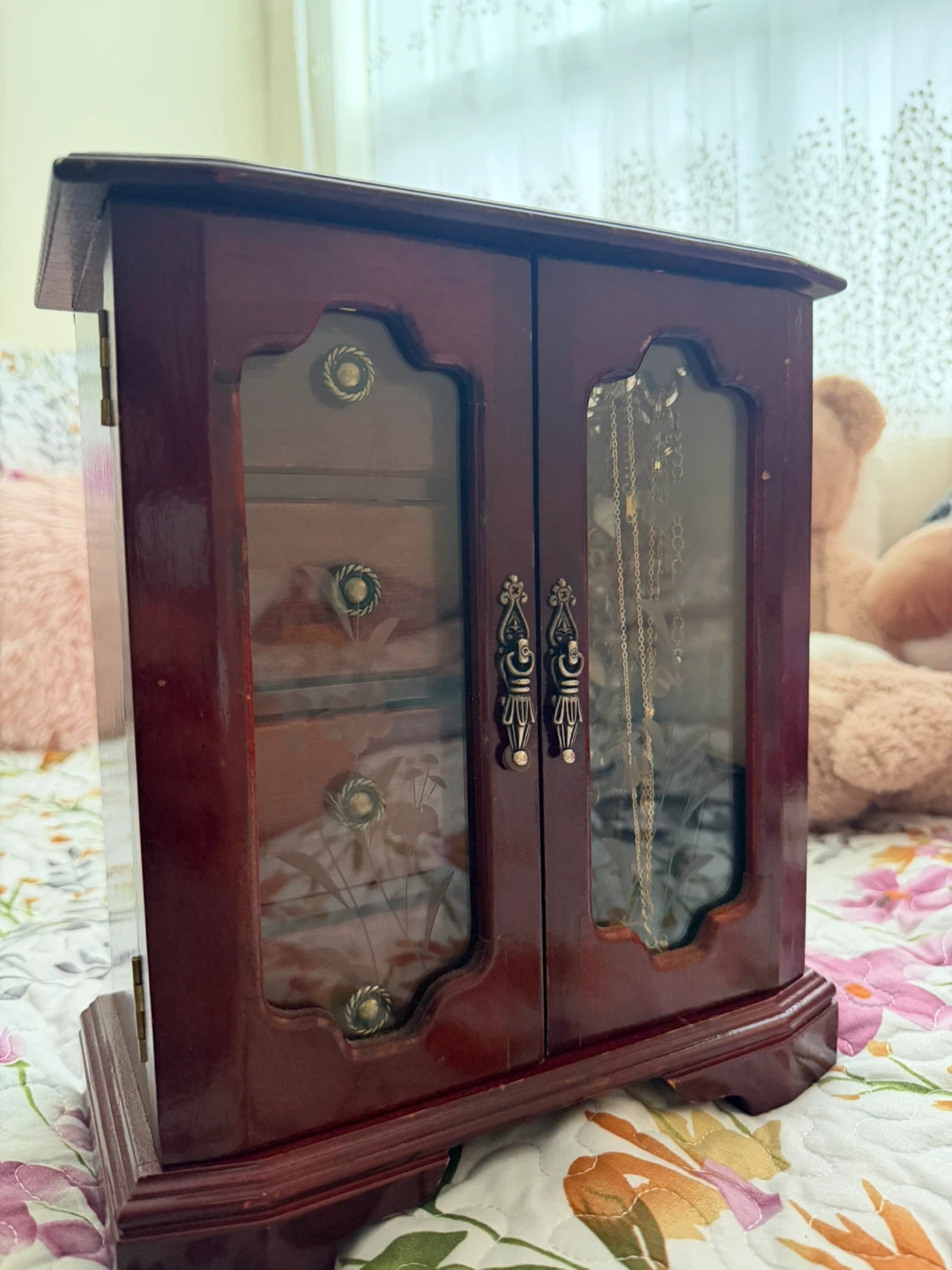 Wooden Jewellery Box with Drawers and Hanging Space - photo 2