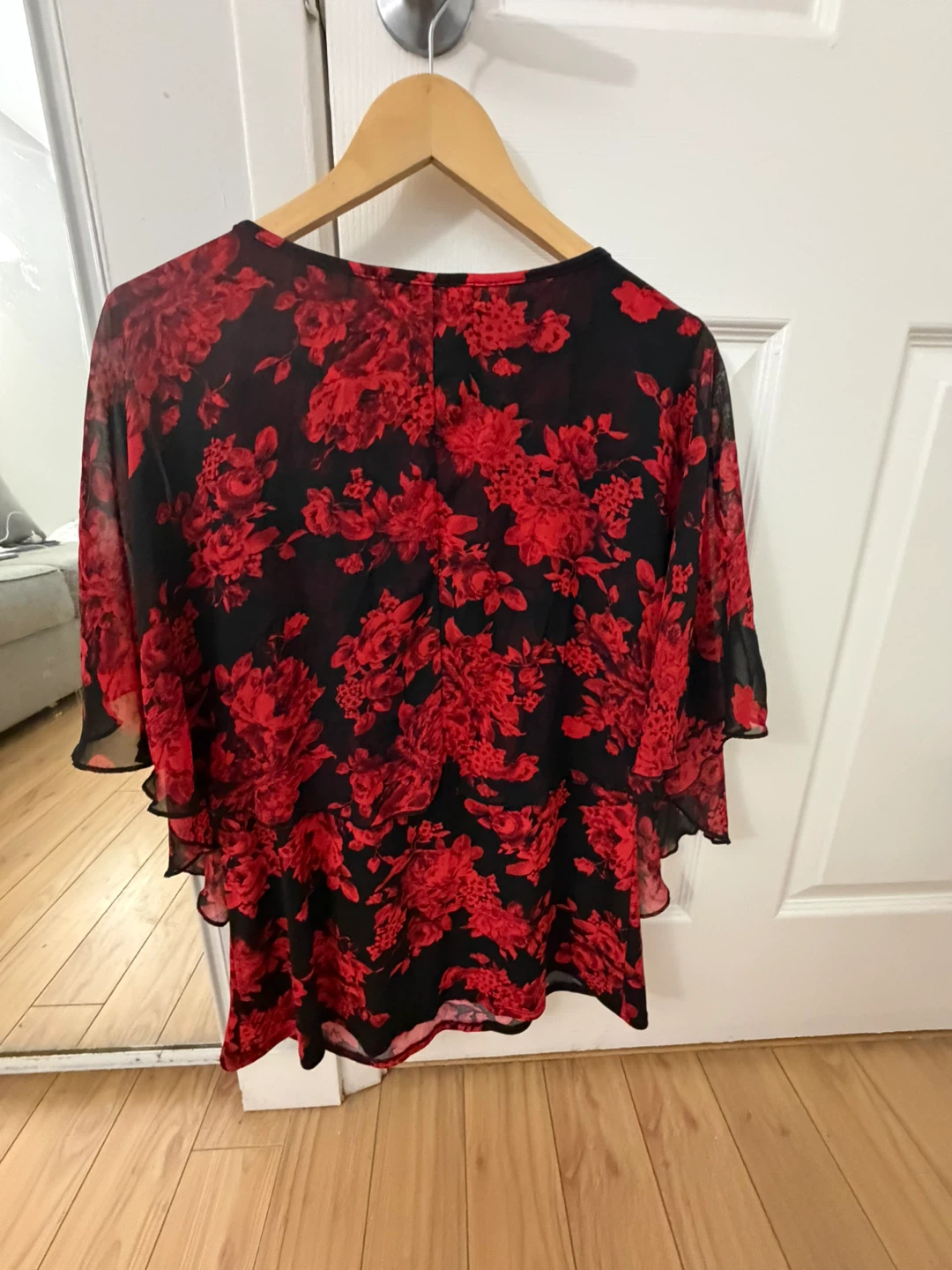 Black and Red Floral Sheer Blouse - photo 5
