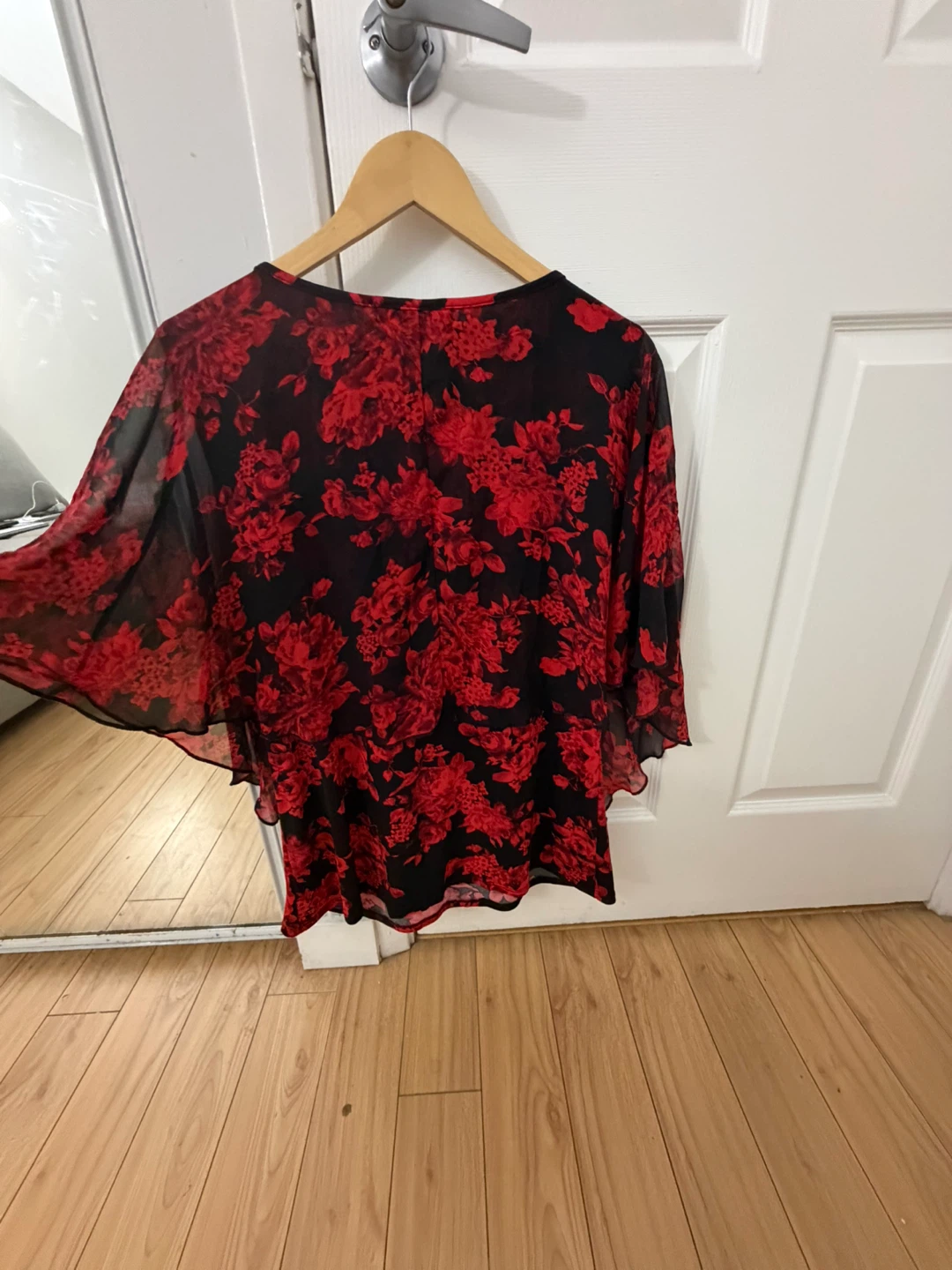 Black and Red Floral Sheer Blouse - photo 4