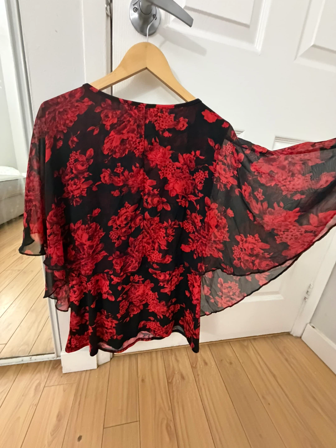 Black and Red Floral Sheer Blouse - photo 3