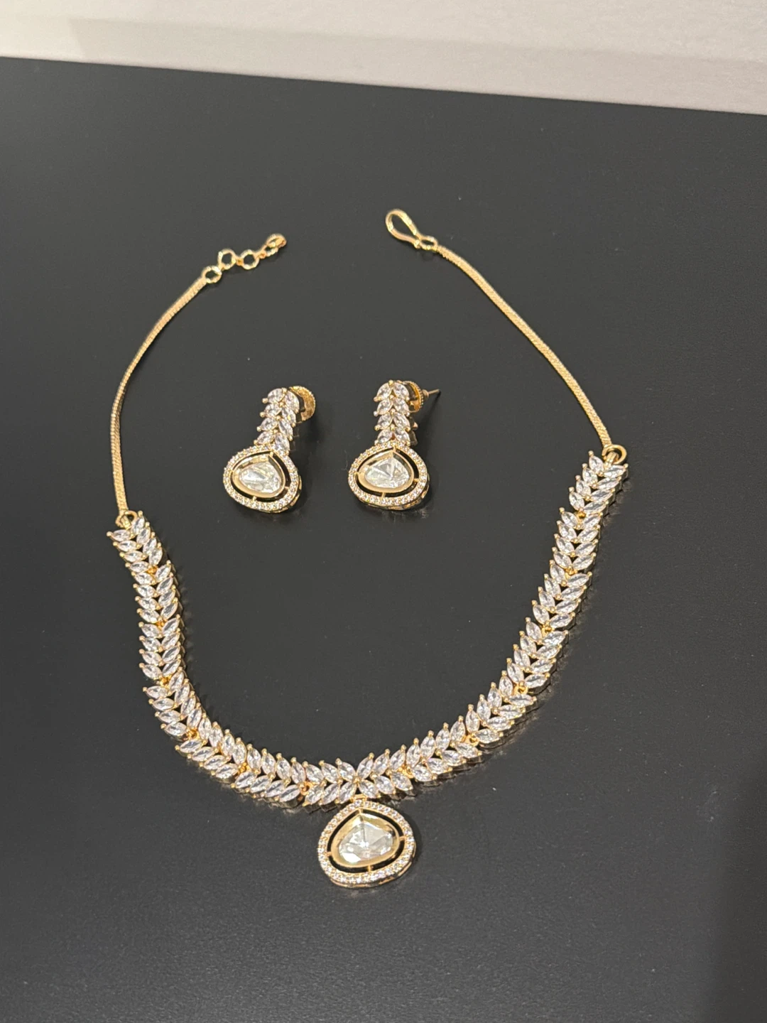 Gold-tone Statement Necklace and Earrings Set - photo 3