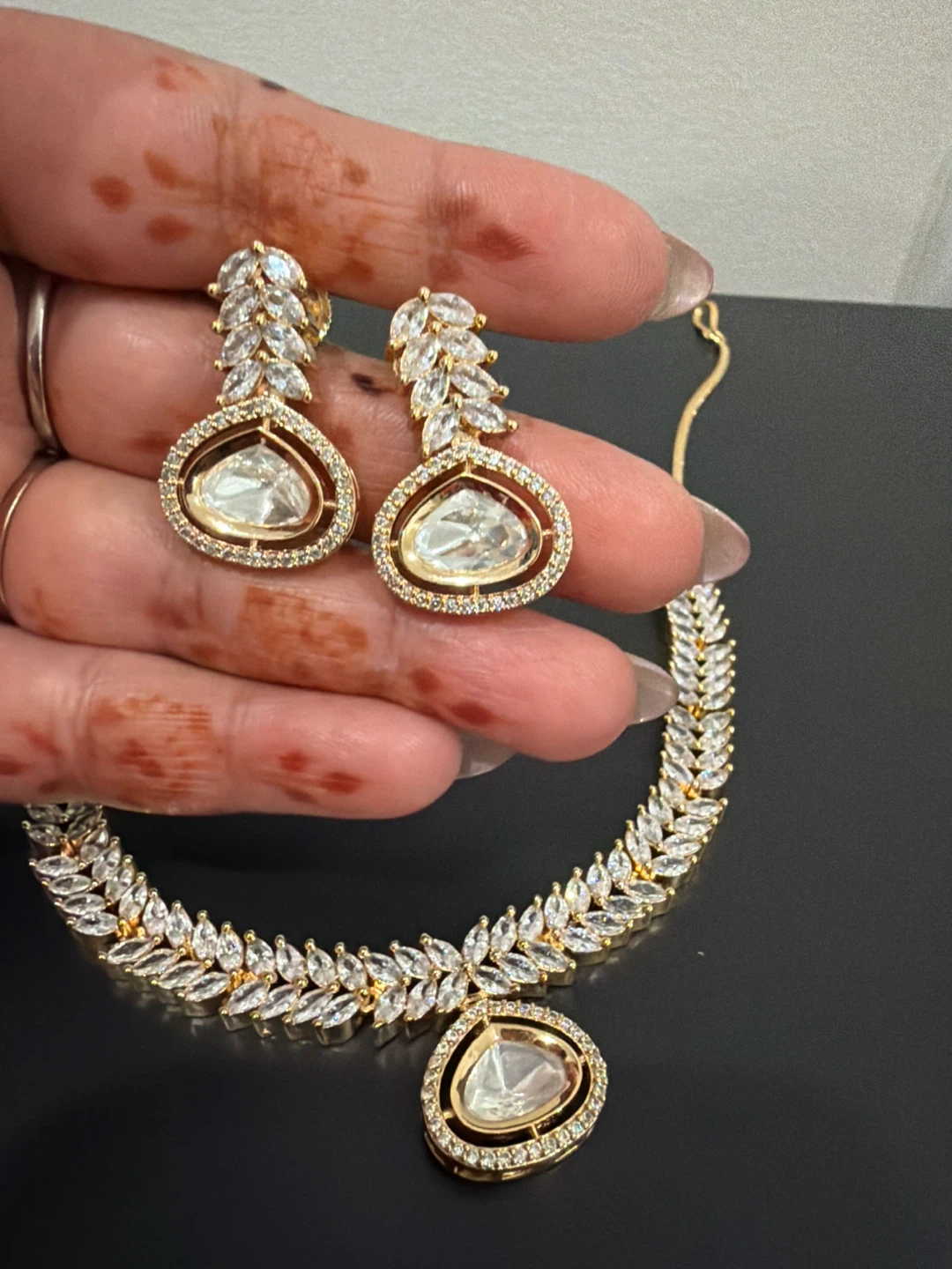 Gold-tone Statement Necklace and Earrings Set