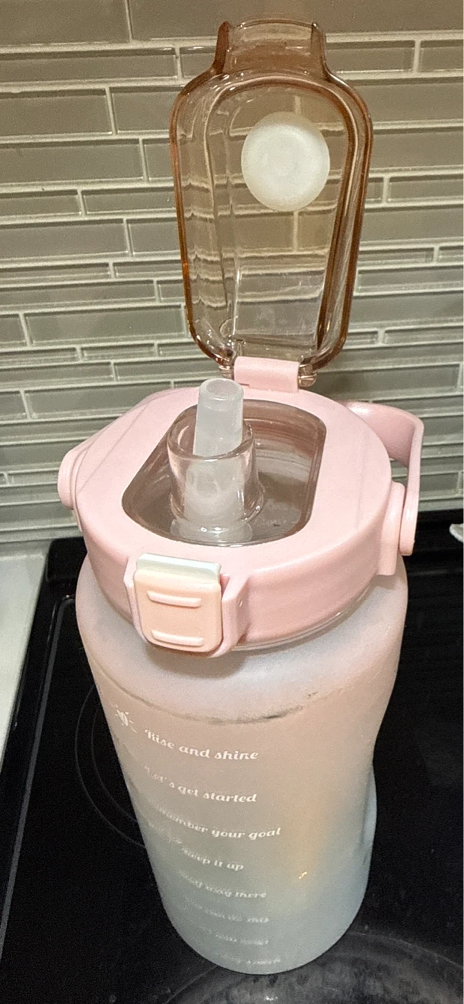 Large Pink Water Bottle with Straw - photo 2