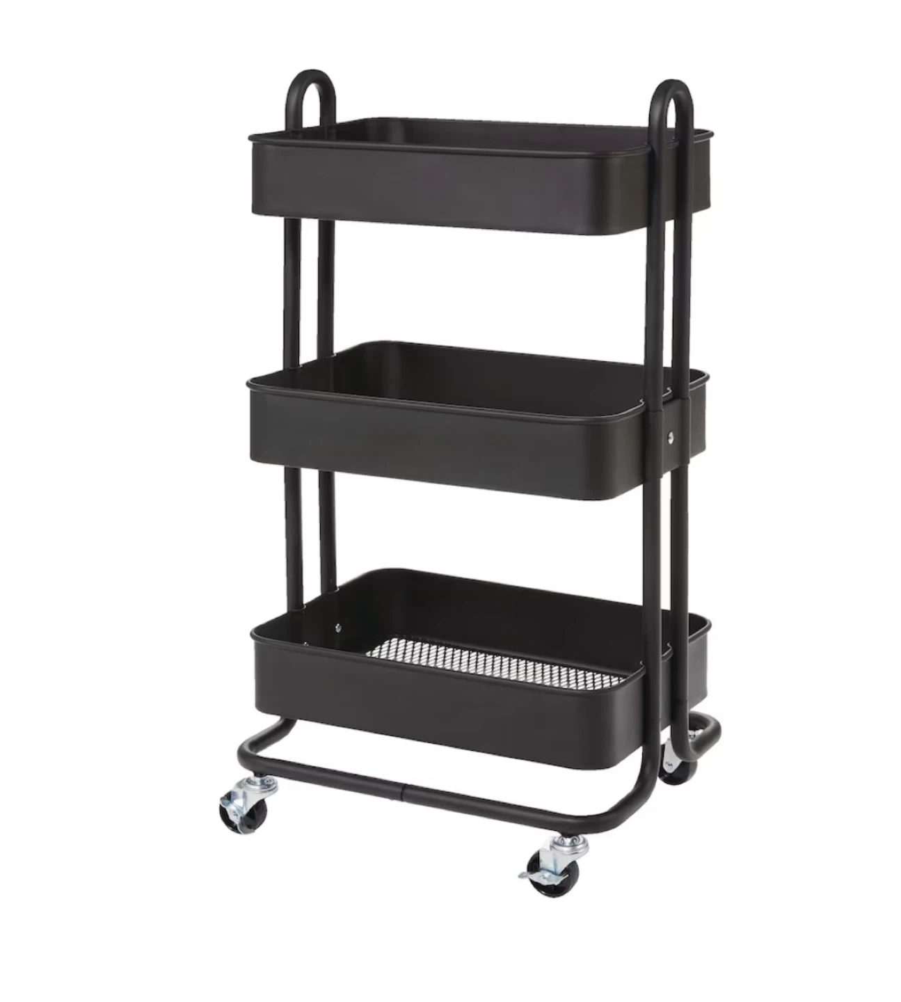 Black 3-Tier Rolling Storage Cart
