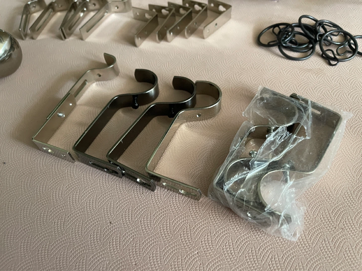 Large Assortment of Curtain Rod Finials, Brackets, & Hardware - photo 2