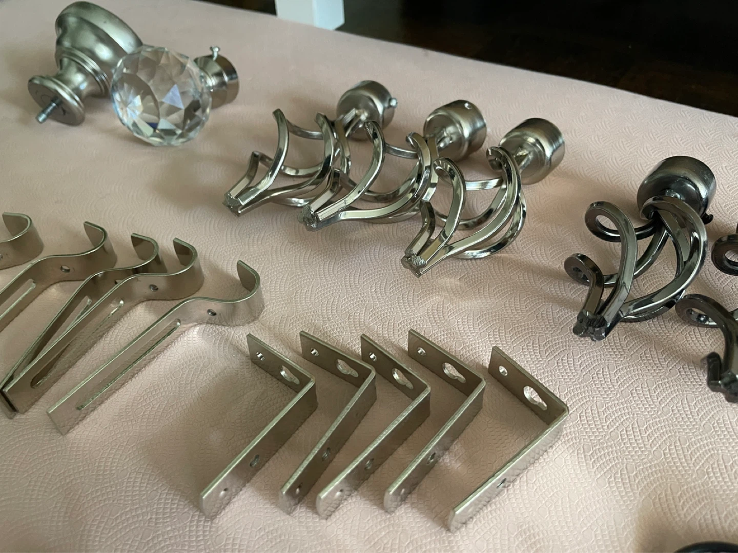 Large Assortment of Curtain Rod Finials, Brackets, & Hardware - photo 3