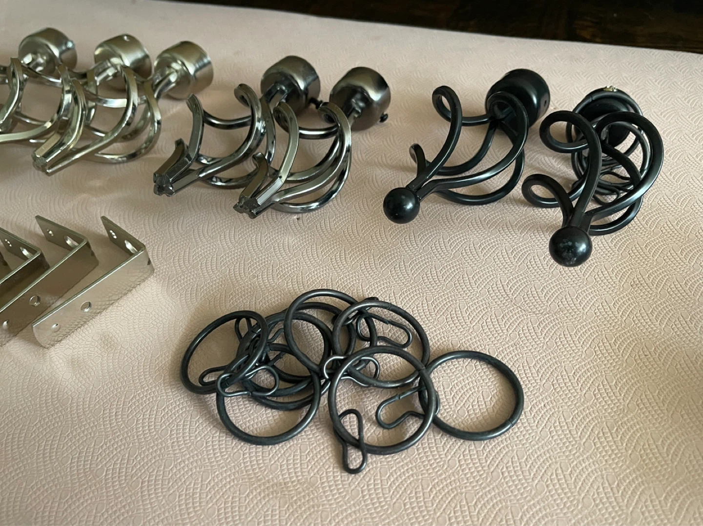 Large Assortment of Curtain Rod Finials, Brackets, & Hardware - photo 4