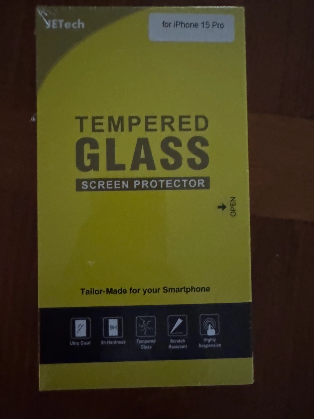 JETech Tempered Glass Screen Protector for iPhone 15 Pro