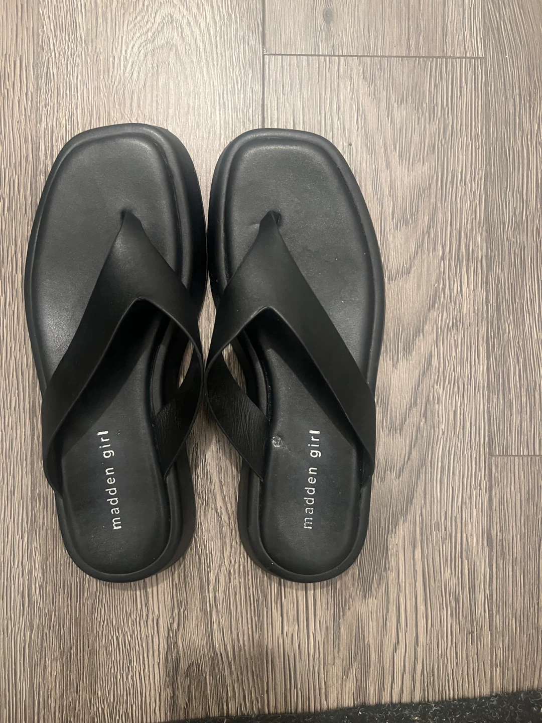 Madden Girl Black Thong Sandals