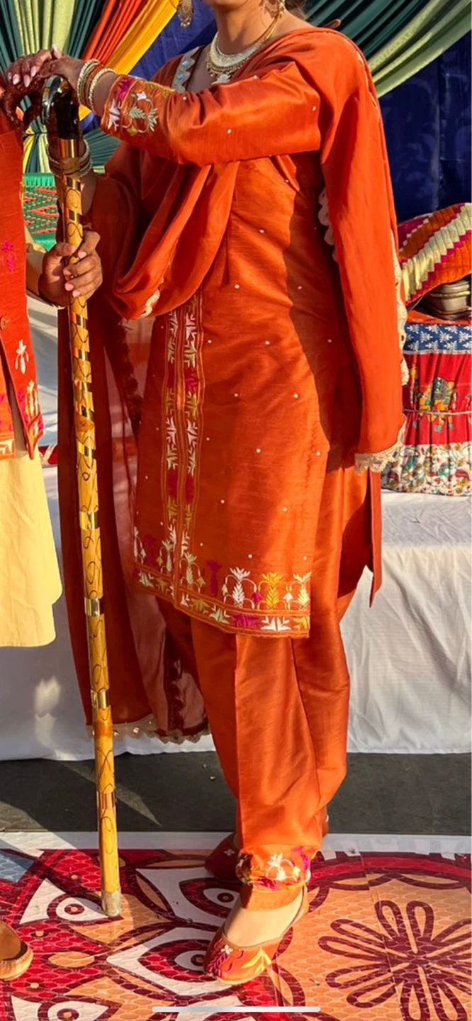 Orange Embroidered Punjabi Suit - photo 3