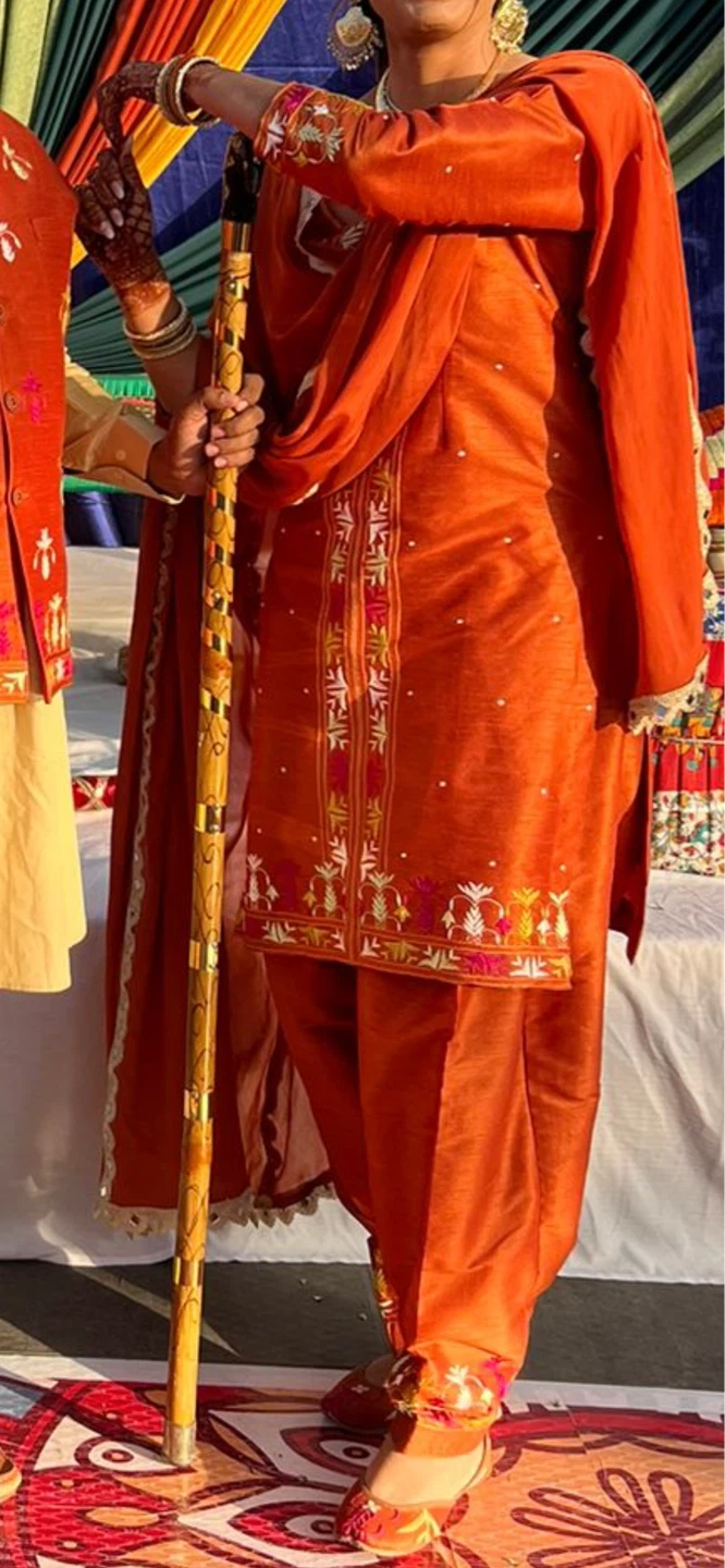 Orange Embroidered Punjabi Suit - photo 2