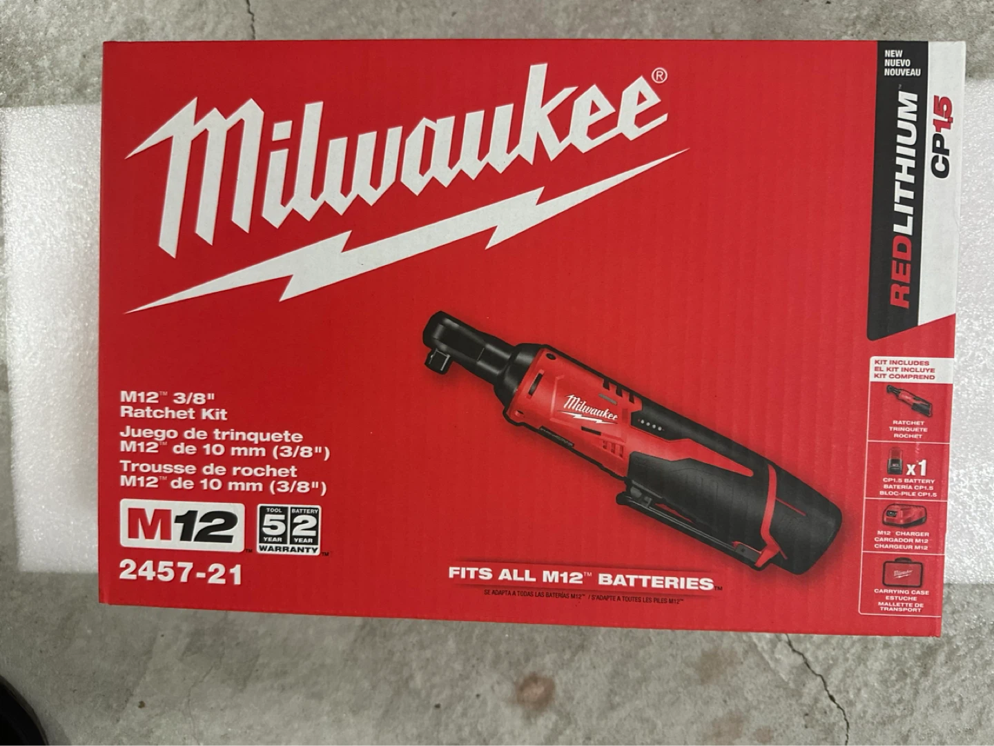 Milwaukee M12 3/8" Ratchet Kit 2457-21