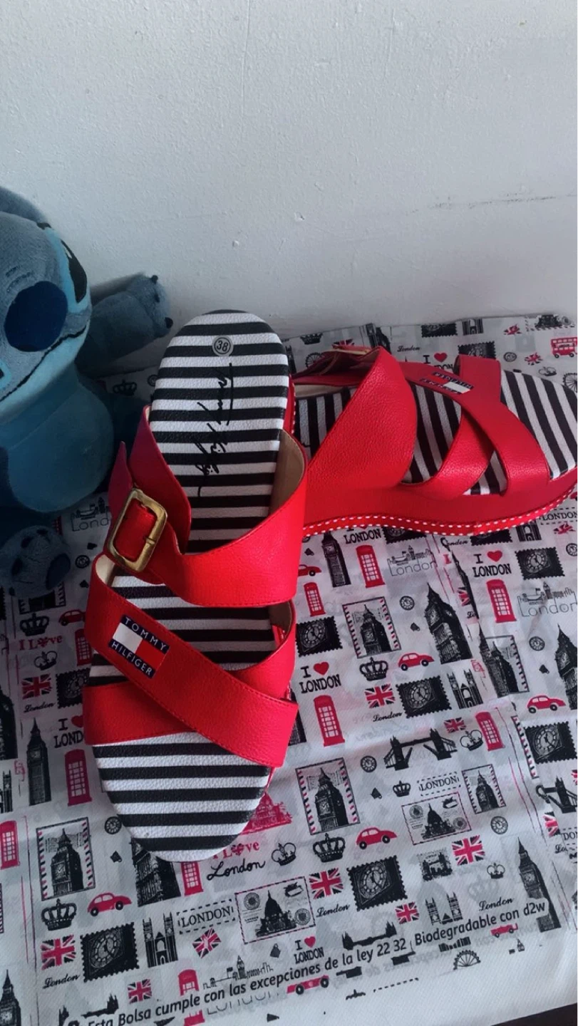 Tommy Hilfiger Red Platform Sandals Size 38