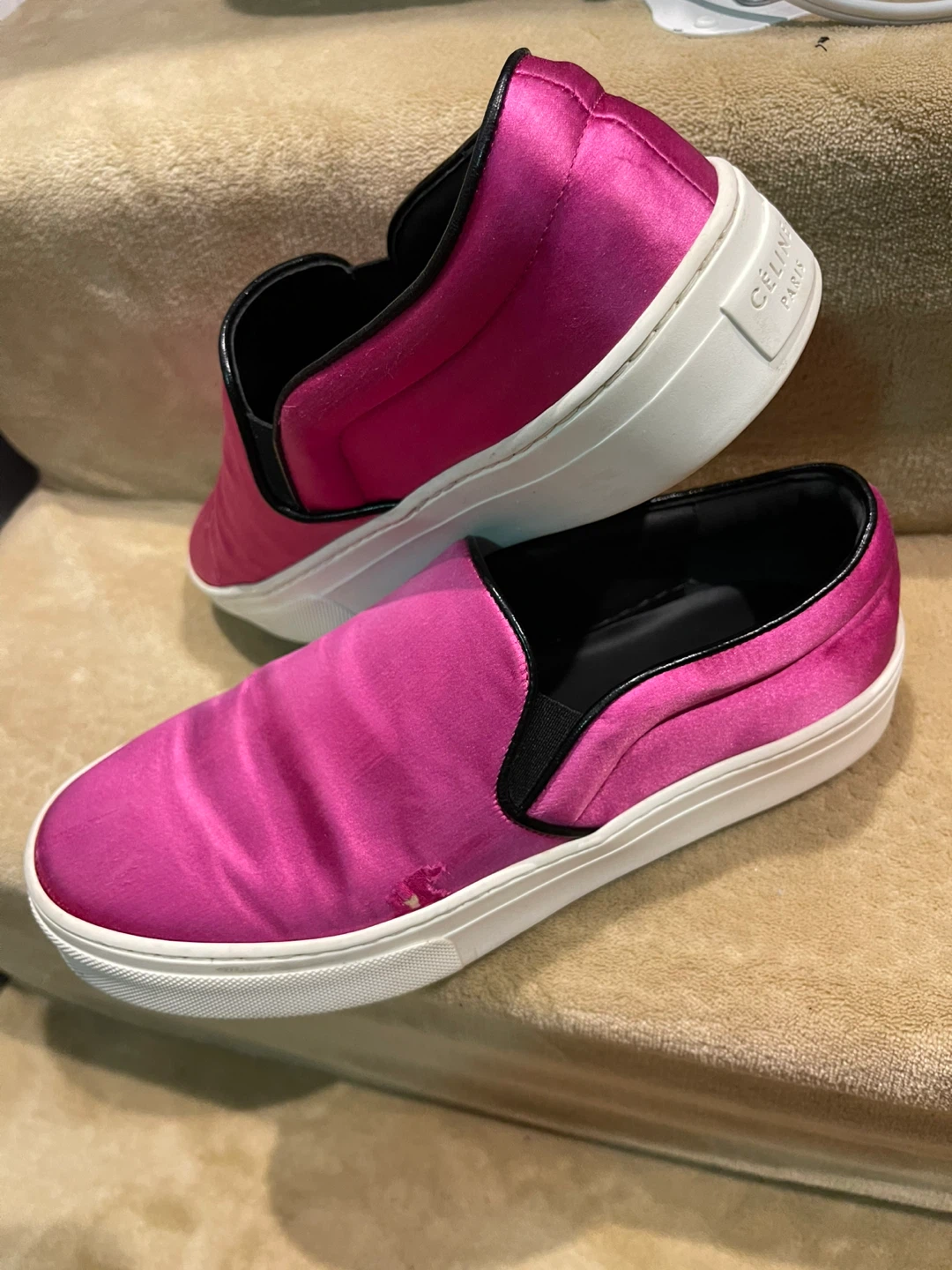 Authentic Celine Paris Slip-On Sneakers - Pink Satin - photo 5