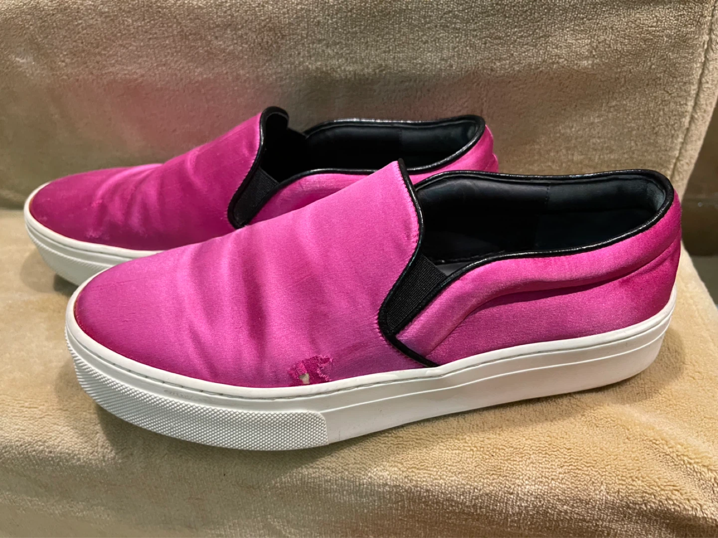 Authentic Celine Paris Slip-On Sneakers - Pink Satin - photo 3