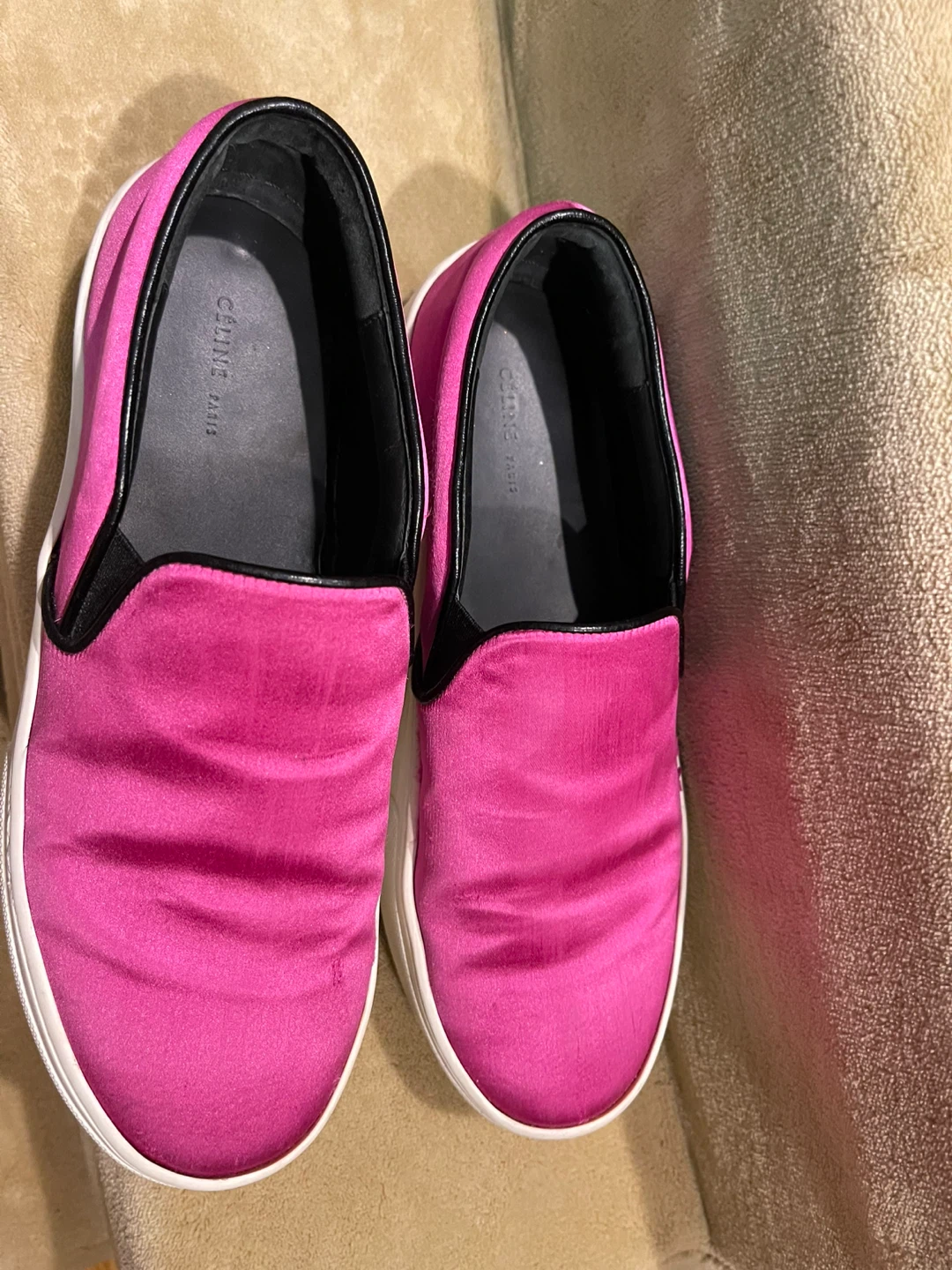 Authentic Celine Paris Slip-On Sneakers - Pink Satin - photo 2