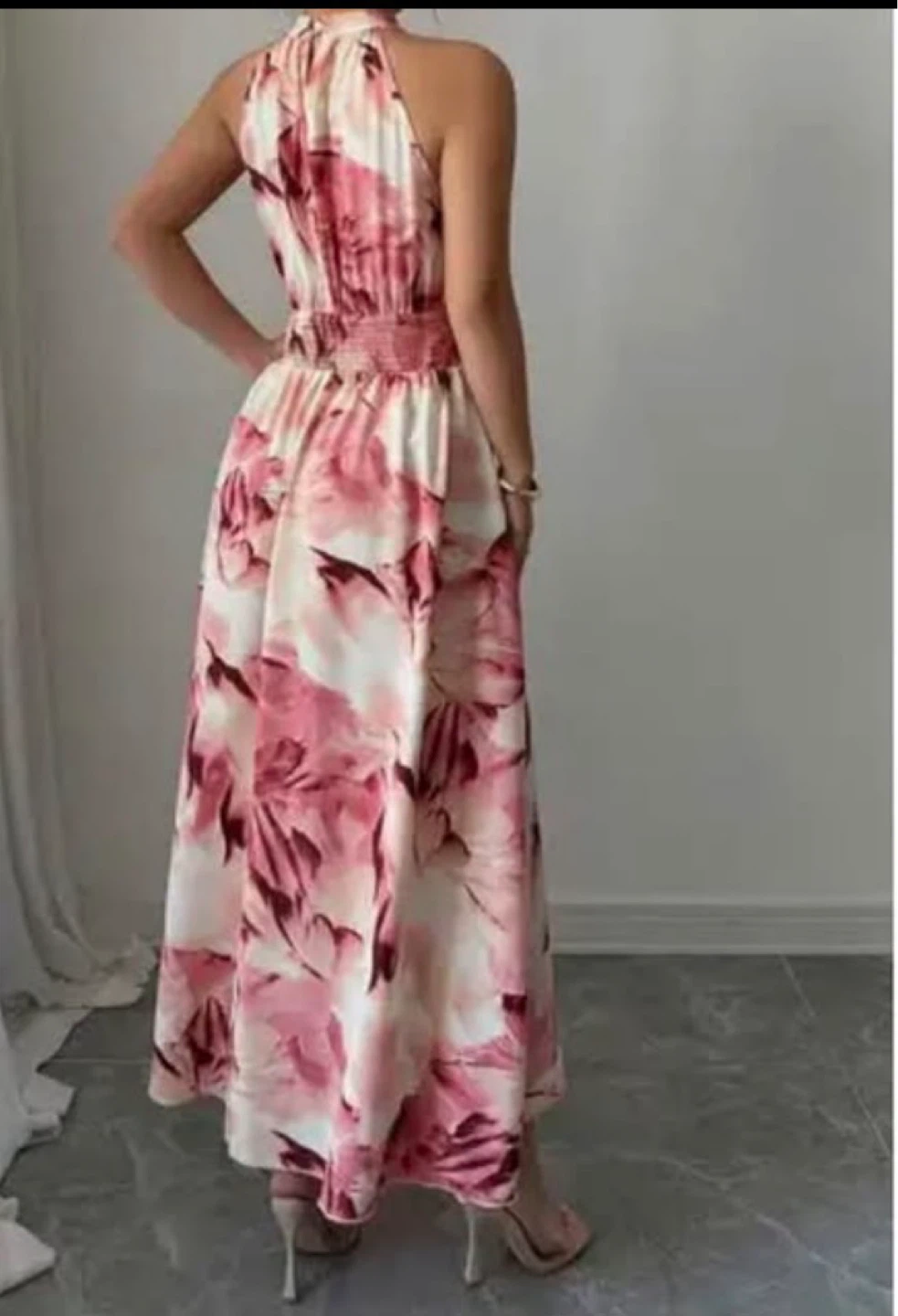 Floral Halter Neck Maxi Dress. Size large - photo 2