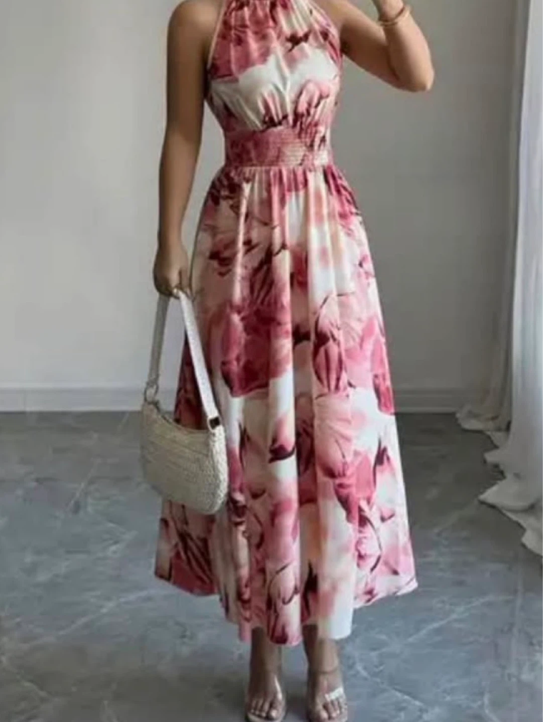 Floral Halter Neck Maxi Dress. Size large