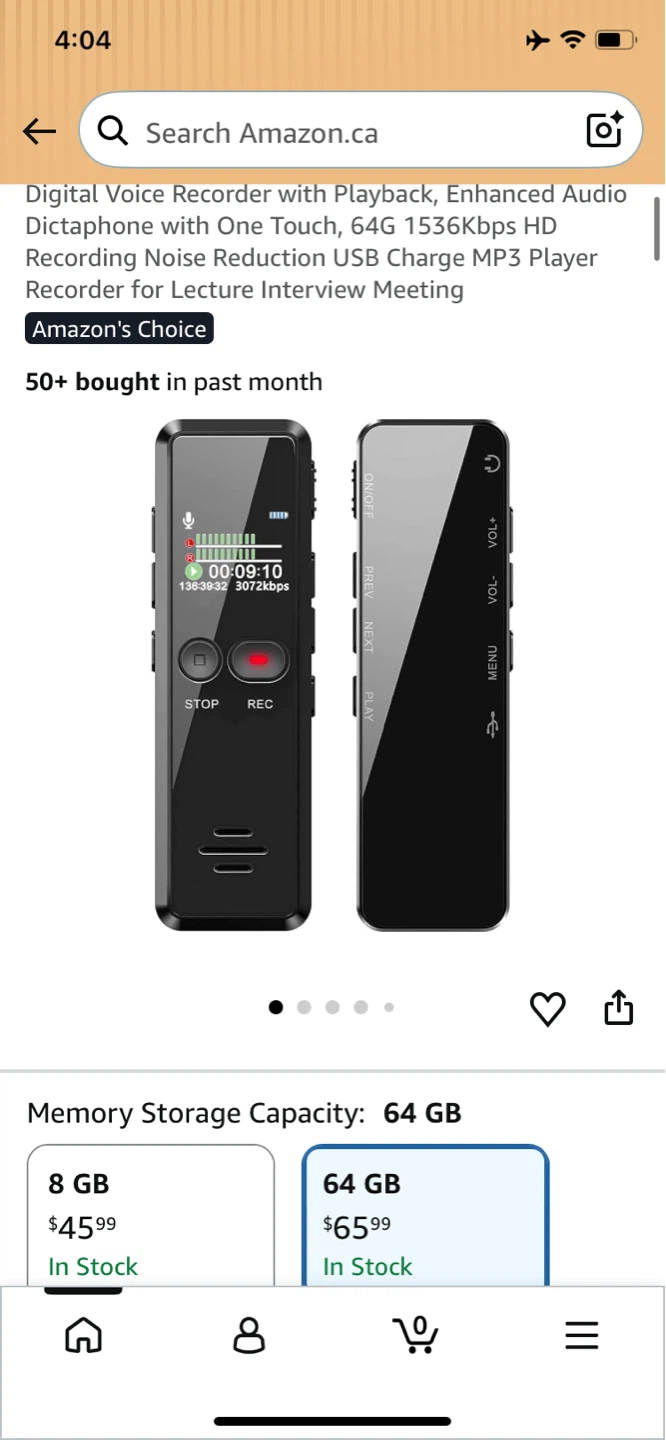 64GB Digital Voice Recorder with Playback