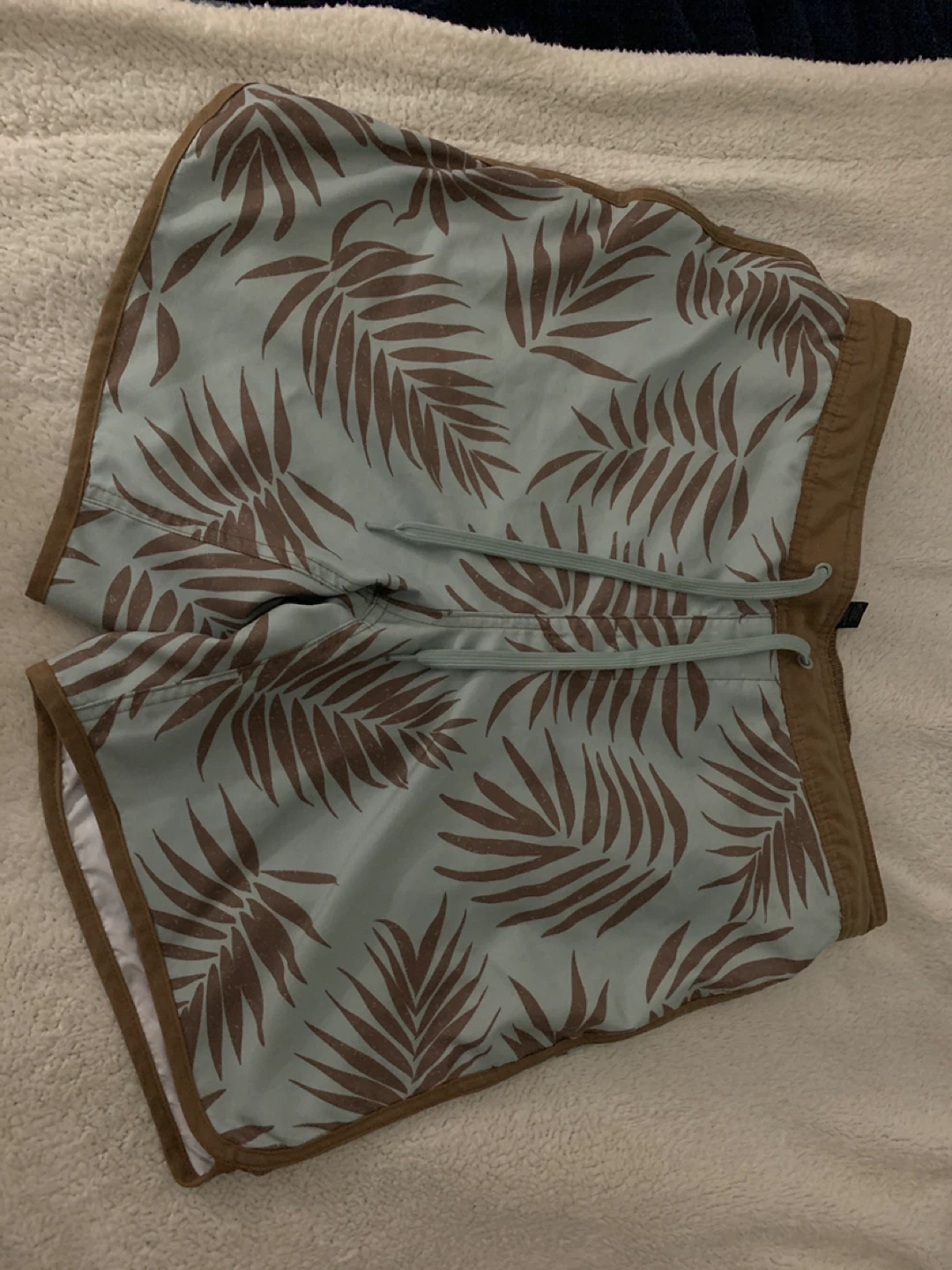 Light Blue Palm Leaf Swim Shorts