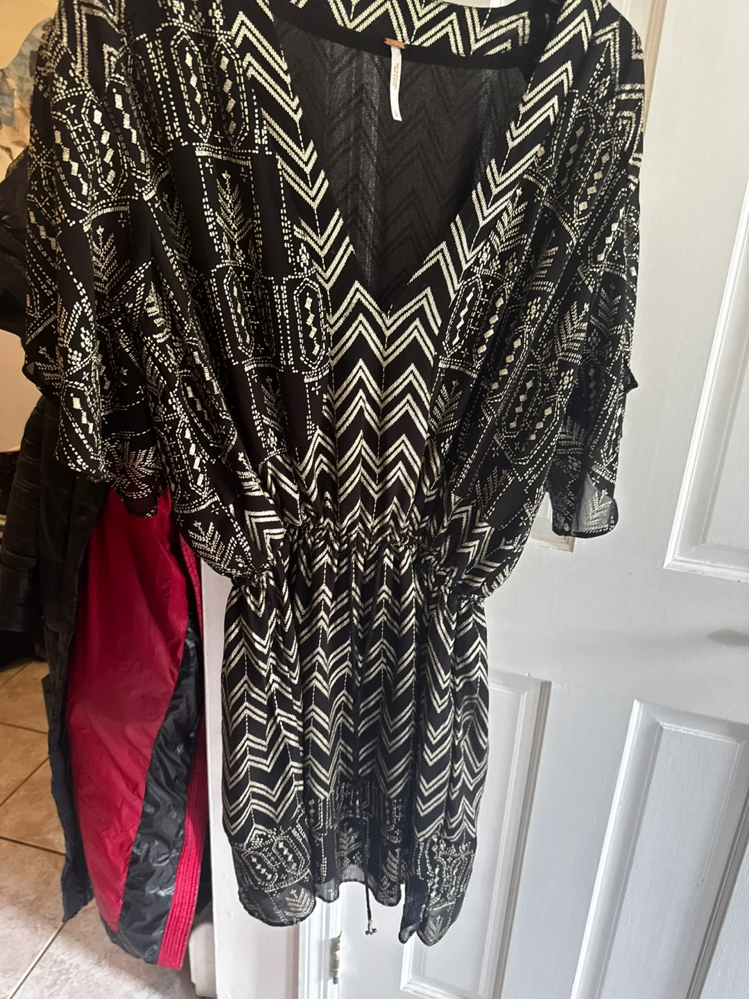 Free People Black & White Chevron Print Kimono Dress - photo 2