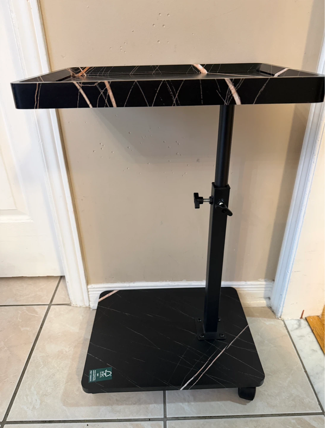 Adjustable Rolling Tray Table - Black faux Marble - photo 4