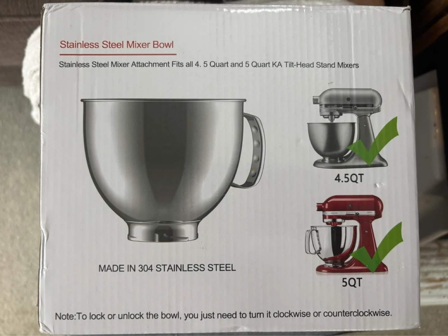 Stainless Steel Mixer Bowl for KitchenAid