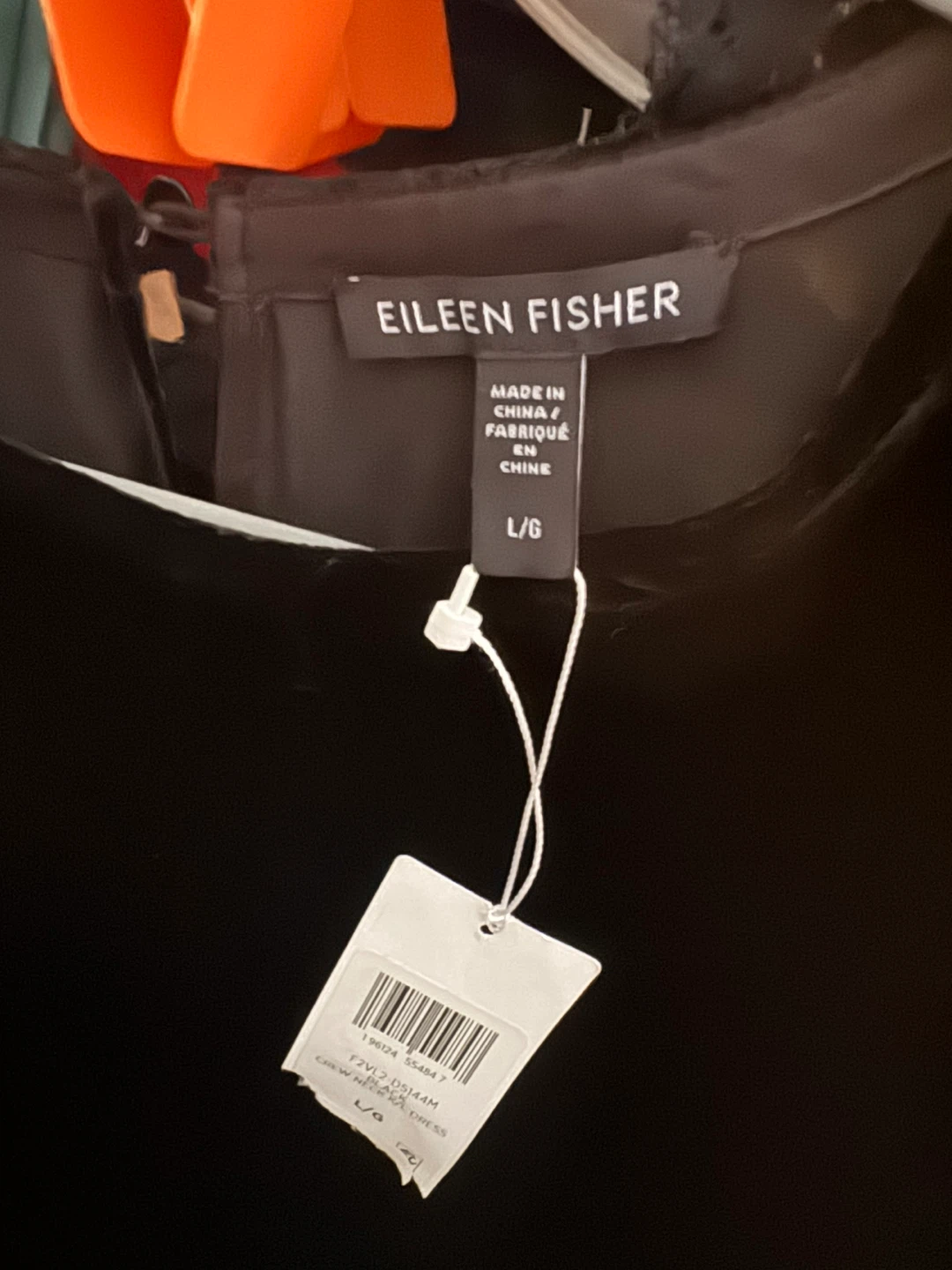 Eileen Fisher Black Velvet Crew Neck Dress L/G - photo 2