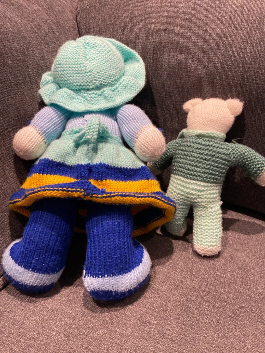 Hand-knitted Doll and Teddy Bear Set - photo 2
