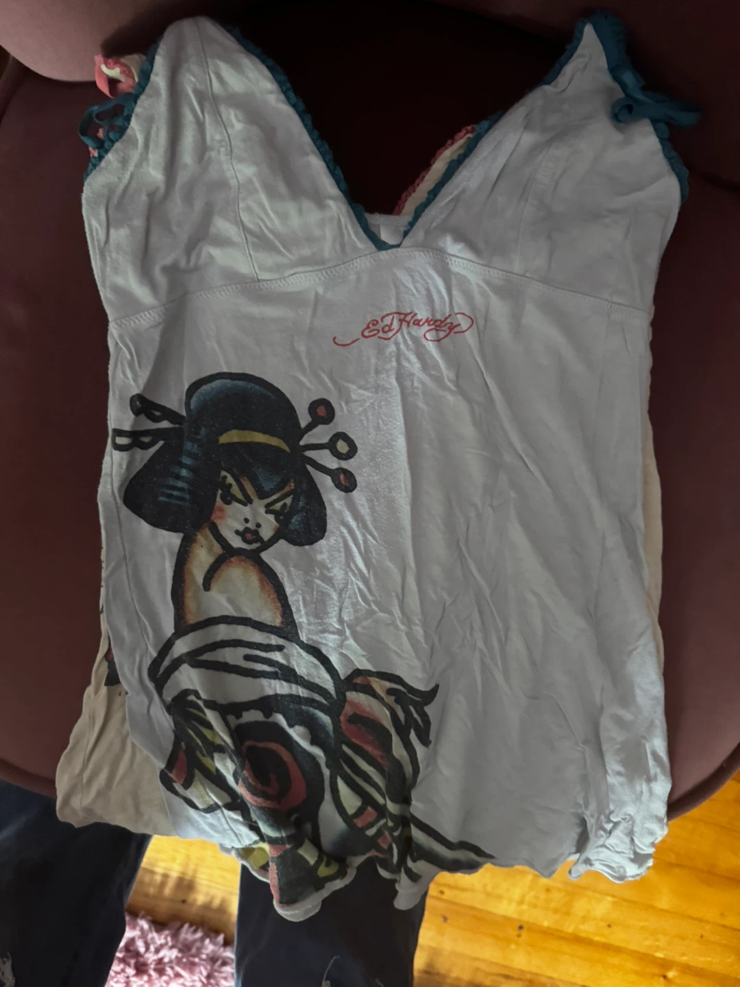 Vintage 90’s Ed Hardy White Geisha Graphic Tank Top