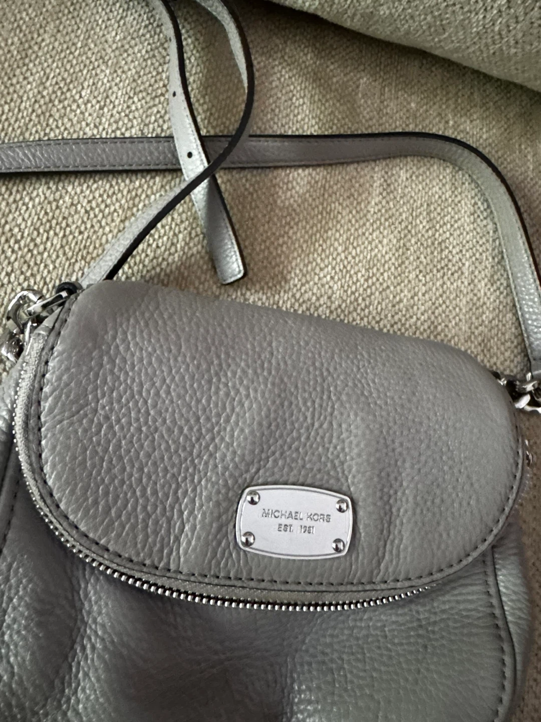 Michael Kors Grey Leather Crossbody Bag