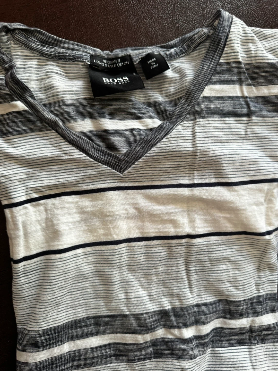 BOSS Hugo Boss Striped V-Neck T-Shirt