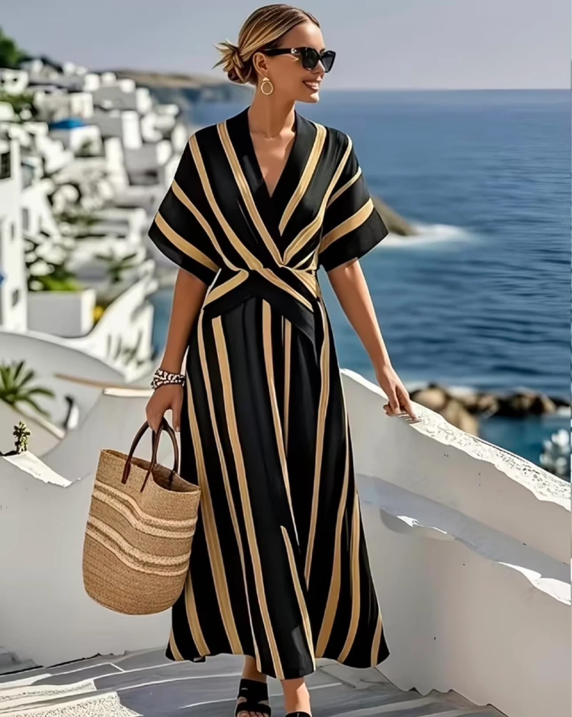 Striped Wrap Dress
